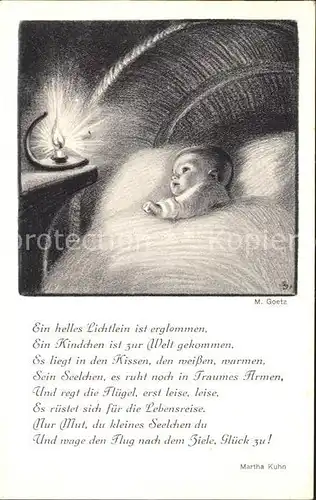 Goetz M. Nr. 133a Baby Kerze Gedicht  Kat. Kuenstlerkarte