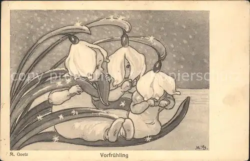 Goetz M. Vorfruehling Nr. 150 Kinder Maerzenbecher  Kat. Kuenstlerkarte