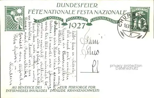 Liner Carl Kind Bundesfeier Schweiz Spendenkarte Fuersorge Invalide Krankenschwestern  Kat. Kuenstlerkarte Schweiz