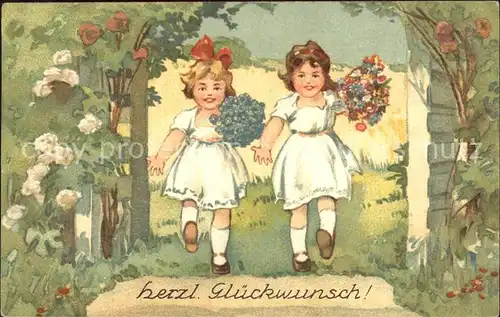 Kinder Child Enfants Blumen Glueckwunsch  Kat. Kinder