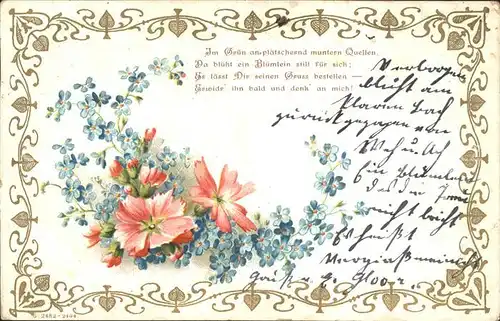 Blumen Vergissmeinnicht Gedicht Litho Kat. Pflanzen