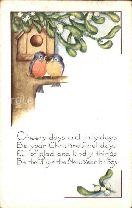 Voegel Weihnachten Neujahr Gedicht Mistel Kat Tiere Nr Sv01009 Oldthing Ansichtskarten Pflanzen Tiere Unsortiert