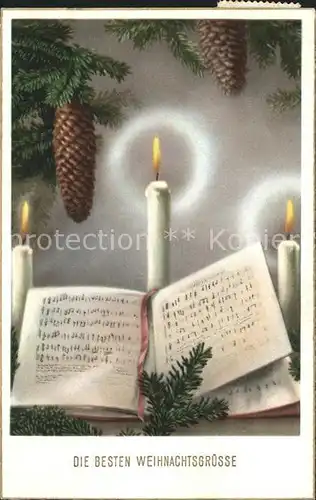 Weihnachten Tannenzapfen Kerzen Liederbuch  Kat. Greetings