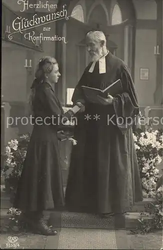 Konfirmation Glueckwunsch Pfarrer Maedchen Foto EAS Nr. 5139 4  Kat. Feiern und Feste