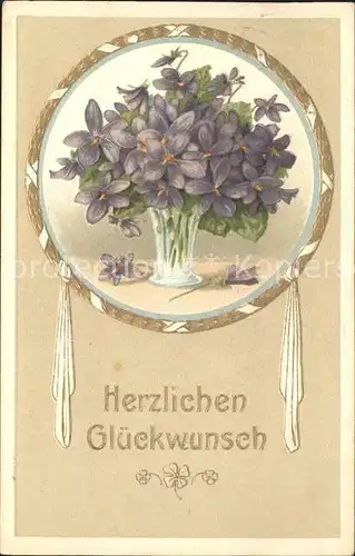 Glueckwunsch Veilchen Litho  Kat. Greetings