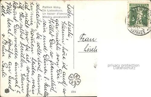 Kuenstlerkarte A. Liebscher Ein Liebeskuss Nr. 1284  Kat. Kuenstlerkarte