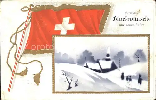Fahnen Schweiz Glueckwunsch Neujahr  Kat. Heraldik