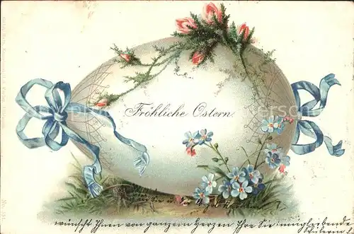 Ostern Easter Paques Vergissmeinnicht Schleife Litho / Greetings /