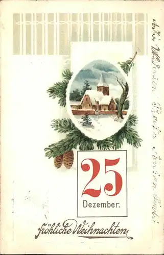 Weihnachten Tannenzapfen Datum Litho Kat. Greetings