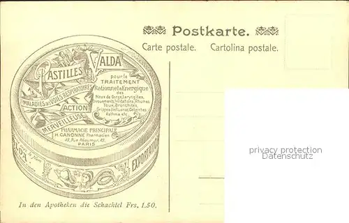 Kuenstlerkarte A. v. Everdingen Schwedische Landschaft Pastilles Valda Werbung Kat. Kuenstlerkarte