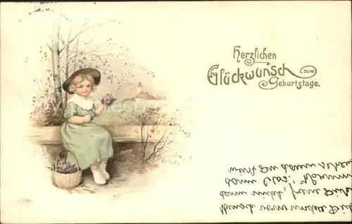 Geburtstag Kind Blumen Verlag Amag Nr. 1131 Kat. Greetings
