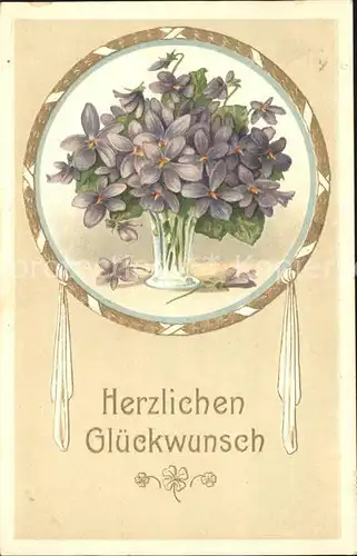 Glueckwunsch Veilchen Litho Kat. Greetings