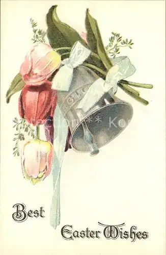 Kirchenglocken Tulpen Ostern Litho Kat. Gebaeude