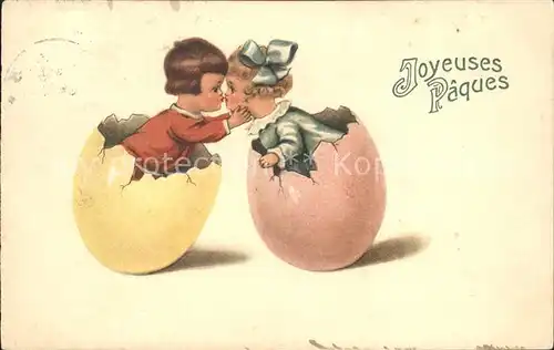 Ostern Easter Paques Kinder Kuss Ostereier  / Greetings /