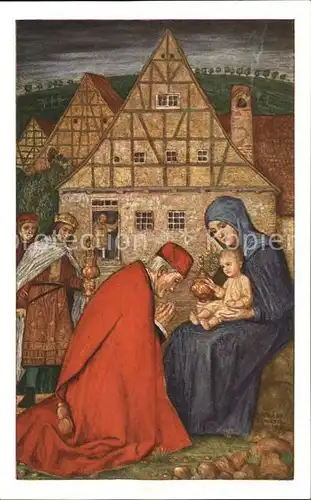Schiestl M. Nr. 2282 Heilige Drei Koenige Weihnachten  Kat. Kuenstlerkarte