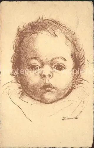 Baby Nursery Bebe Kuenstlerkarte J. Courvoisier  Kat. Kinder