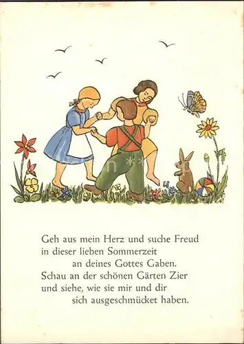 Kinder Child Enfants Tanz Hase Blumen Schmetterling Gedicht Anne Lore Niebuhr Kat. Kinder