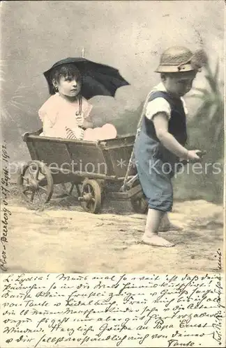 Kinder Child Enfants Regenschirm Holzwagen  Kat. Kinder
