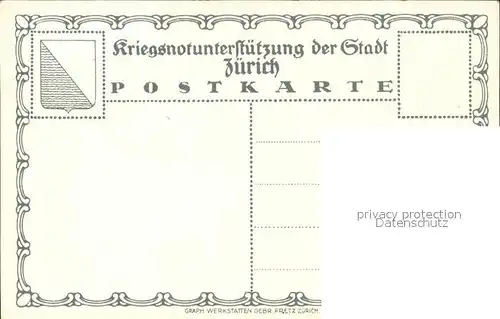 Spendenkarte Kriegsnotunterstuetzung Zuerich Gedicht Ernst Jahn  Kat. Spenden