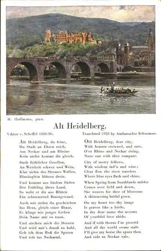 Hoffmann Heinrich Alt Heidelberg Gedicht Viktor v. Scheffel  Kat. Kuenstlerkarte