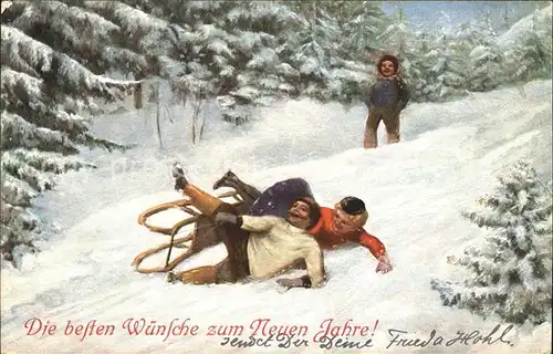Schlitten Schnee Sturz Neujahr  Kat. Sport