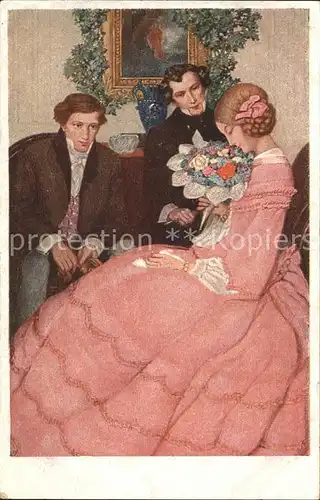 Munk M. Wien Vienne Nr. 378 Frau Blumen Kleid Kat. Kuenstlerkarte