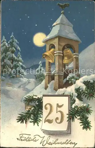 Weihnachten 25. Dezember Kirchenglocken Litho Kat. Greetings