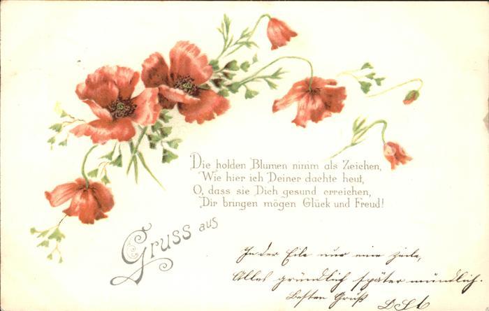 Blumengruesse Mohnblumen Gedicht Litho Kat. Greetings Nr. sv03414 ...