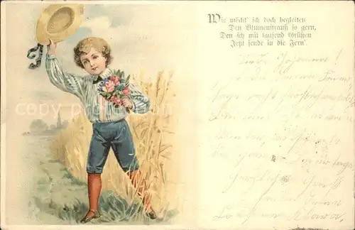 Kinder Child Enfants Hutmode Blumen Gedicht Litho Kat. Kinder