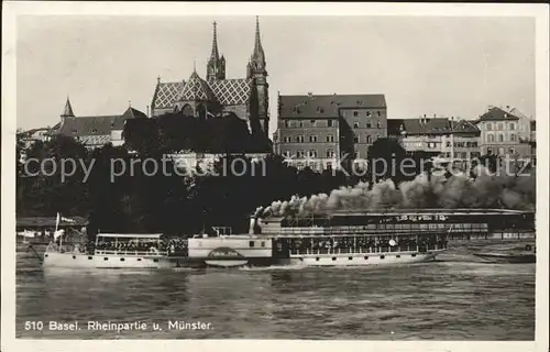 Dampfer Seitenrad Basel Rheinpartie Muenster Kat. Schiffe