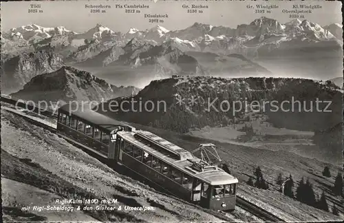 Zahnradbahn Rigi Kulm Rigi Scheidegg Glarner  und Urneralpen Kat. Bergbahn