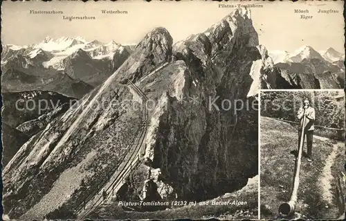 Alphorn Alphornblaeser Pilatus Tomlishorn Berner Alpen Kat. Musik