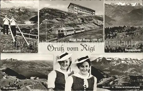 Alphorn Alphornblaeser Hotel Rigi Kulm Zahnradbahn Rigi Staffel Kat. Musik