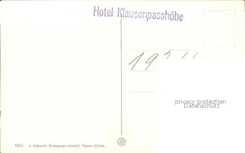 Foto Gaberell J. Nr. 6954 Hotel Klausenpasshoehe Clariden Scheerhorn Kat. Fotografie