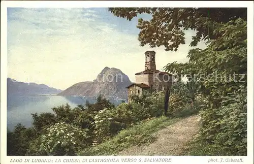 Foto Gaberell J. Nr. 5712 Lago di Lugano Chiesa Castagnola S. Salvatore Kat. Fotografie