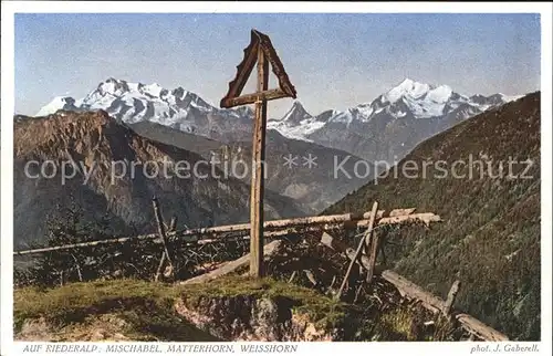 Foto Gaberell J. Nr. 6913 Riederalp Mischabel Matterhorn Weisshorn  Kat. Fotografie