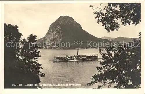 Dampfer Seitenrad Lago di Lugano Monte S. Salvatore  Kat. Schiffe