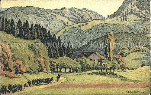 Schlatter E.E. Vallee du Jura pres de Fontenais  Kat. Kuenstlerkarte