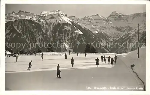 Schlittschuhlaufen Eislaufen Eisbahn Hausstockkette Braunwald  Kat. Sport