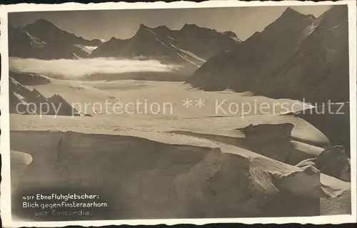 Gletscher Ebnefluh Finsteraarhorn Concordia  Kat. Berge
