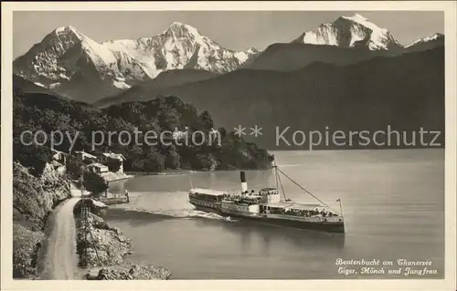 Dampfer Seitenrad Beatus Beatenbucht Thunersee Eiger Moench Jungfrau Kat. Schiffe