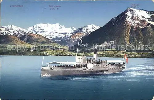 Dampfer Seitenrad Thunersee Bluemlisalp Niesen Kat. Schiffe
