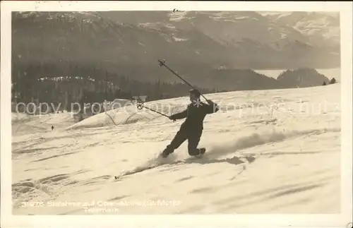 Skifahren Skifahrer Ober Alpina St. Moritz Telemark  Kat. Sport