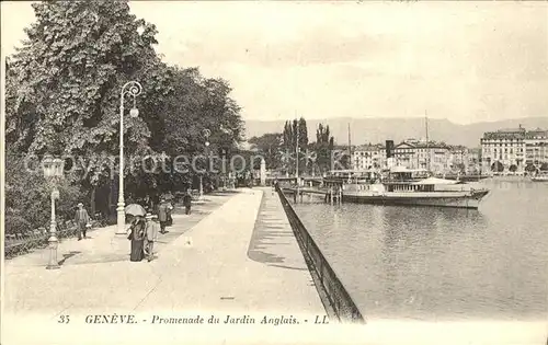 Dampfer Binnenschifffahrt Geneve Promenade du Jardin Anglais Kat. Schiffe