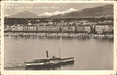 Dampfer Seitenrad Simplon Geneve Quai Eaux Vives Mont Blanc  Kat. Schiffe