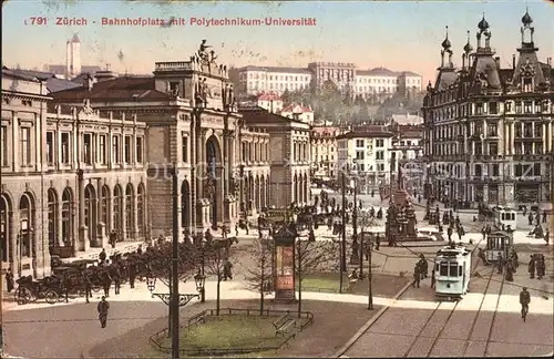 Strassenbahn Zuerich Bahnhofplatz Polytechnikum Universitaet Kat. Strassenbahn