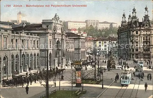 Strassenbahn Zuerich Bahnhofplatz Polytechnikum Universitaet Kat. Strassenbahn