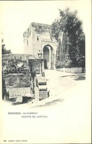 Verlag Hauser Y Menet Nr. 166 Granada Alhambra Puerta de Justicia Kat. Verlage