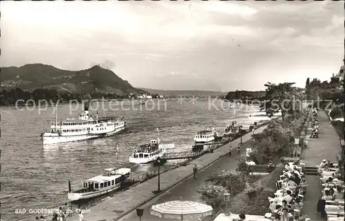 Dampfer Seitenrad Bad Godesberg Rheinpromenade Drachenfels Kat. Schiffe