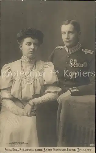 Adel Preussen Prinz Eitel Friedrich Herzogin Sophie Charlotte Kat. Koenigshaeuser